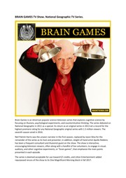 BRAIN GAMES TV Show. National Geographic TV Series.